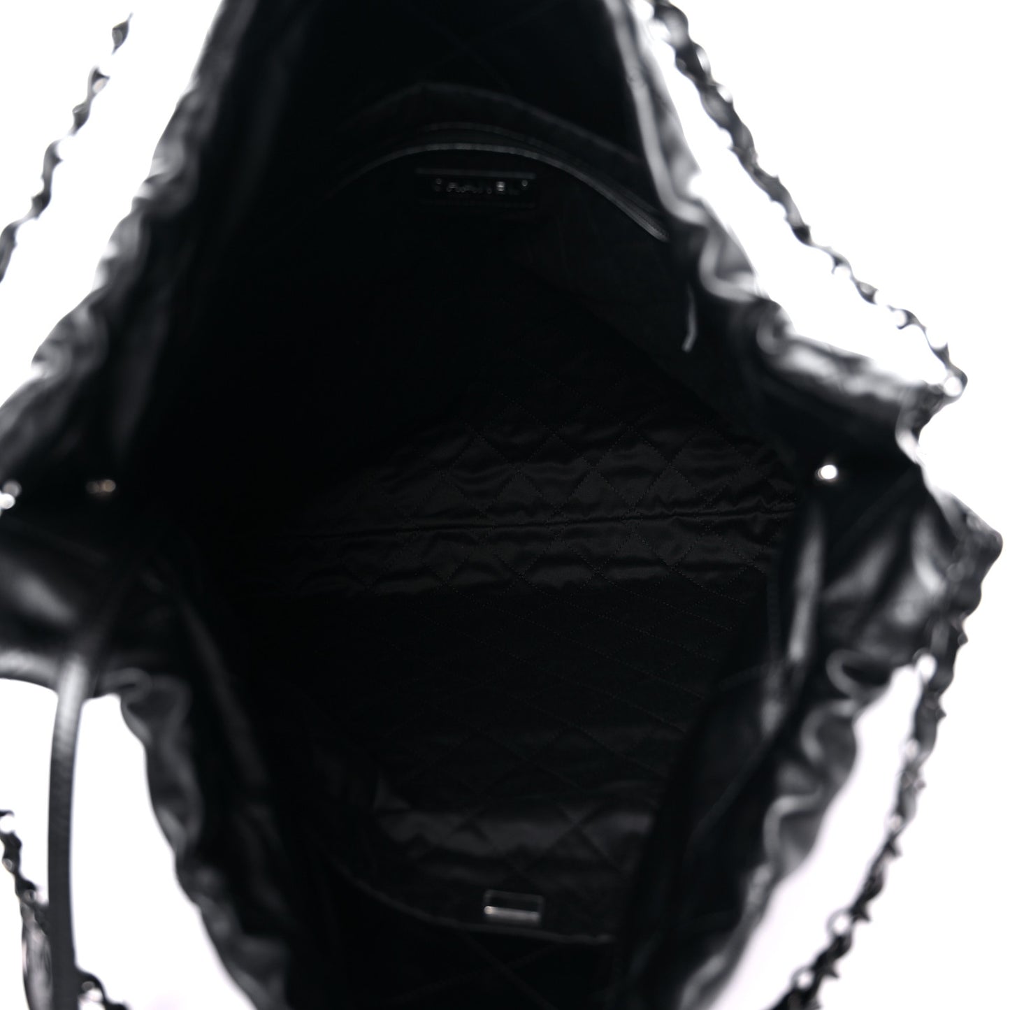 Shiny Calfskin Quilted Large Chanel 22 So Black