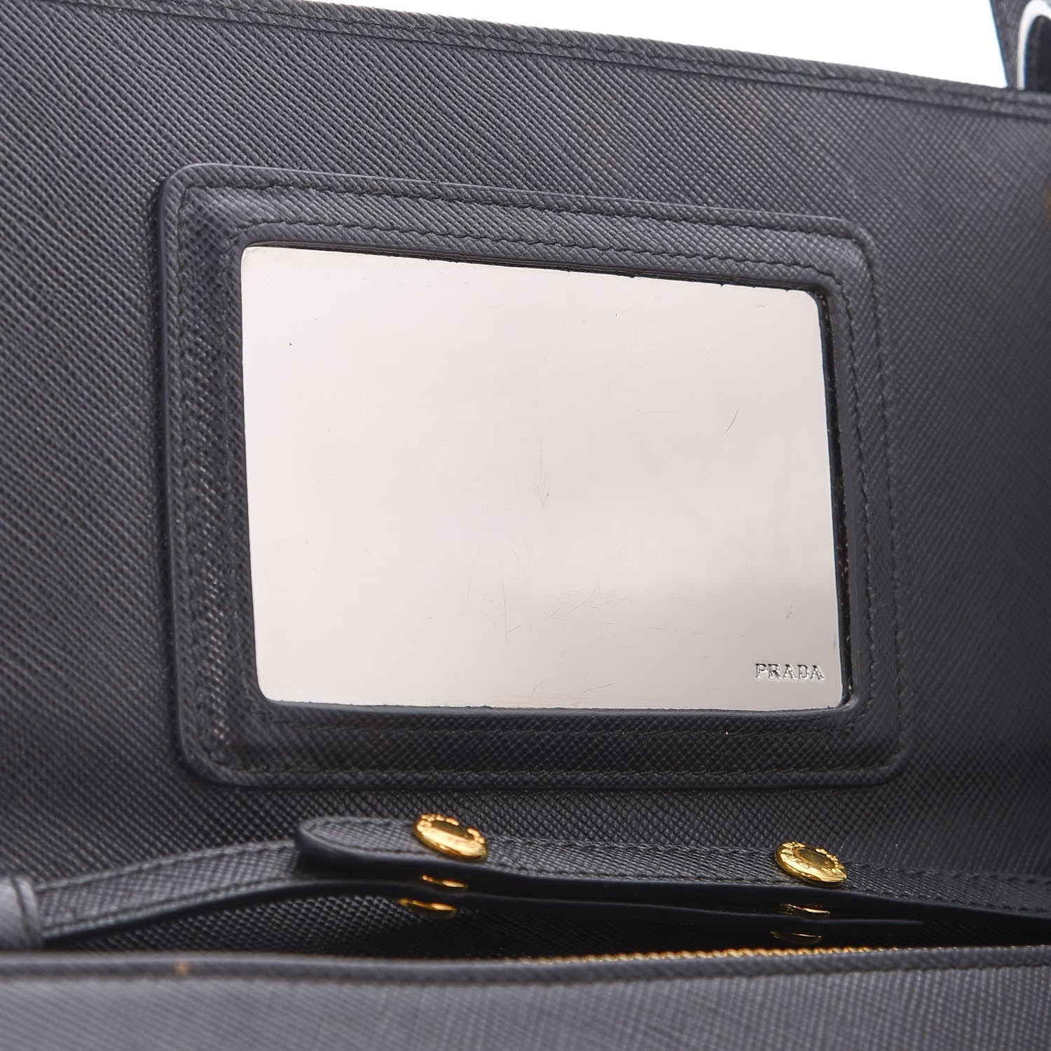 Prada Saffiano Metal Flap Wallet With Strap Nero Black 6 of 9