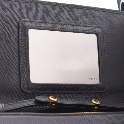 Prada Saffiano Metal Flap Wallet With Strap Nero Black 6 of 9