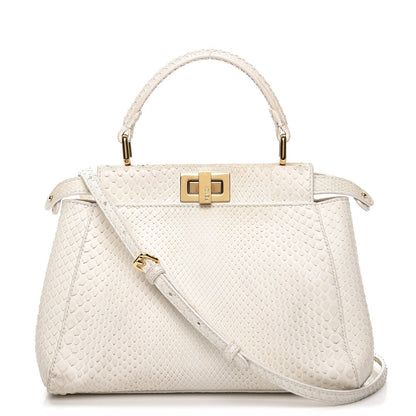 Fendi Python Mini Peekaboo Iconic Satchel White 1 of 14