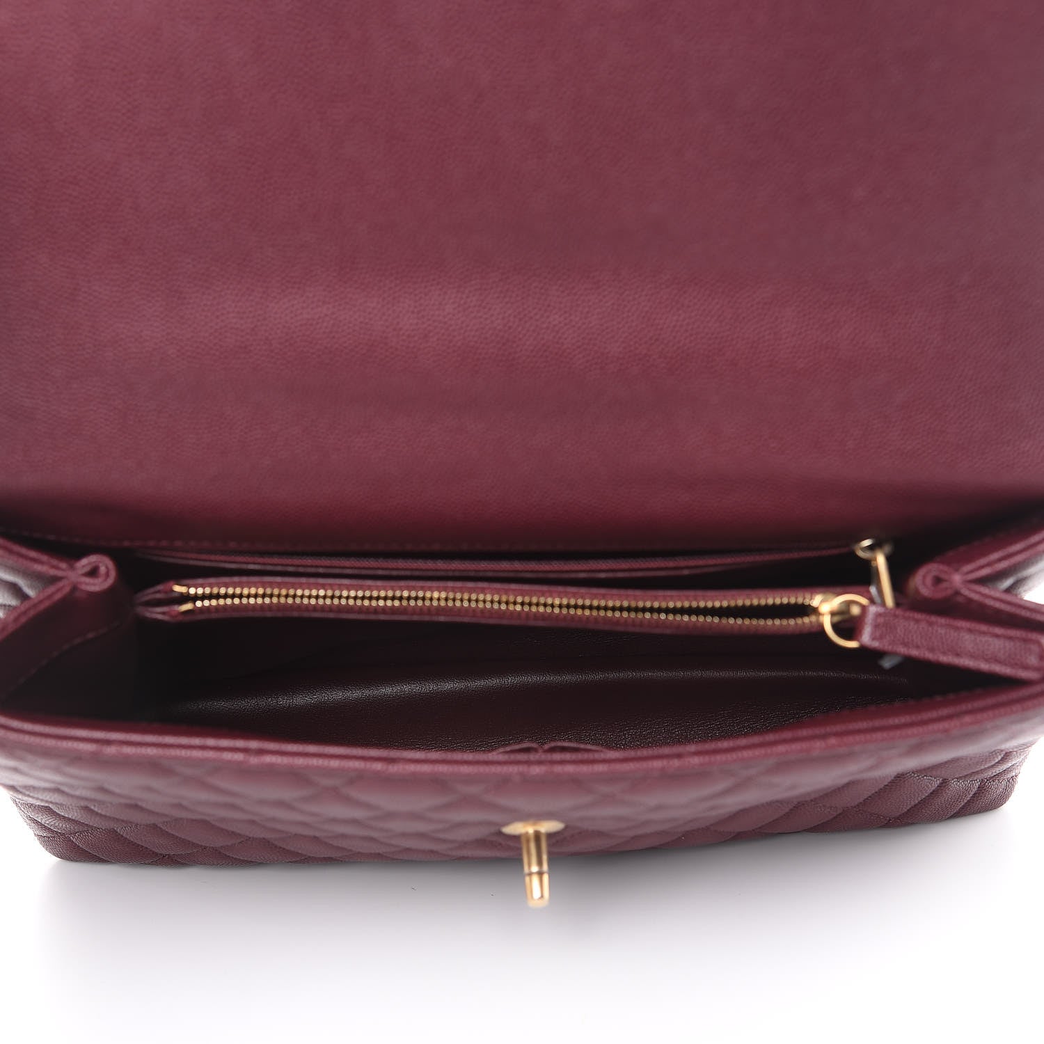 Chanel Caviar Lizard Quilted Medium Coco Handle Flap Burgundy 5 of 9