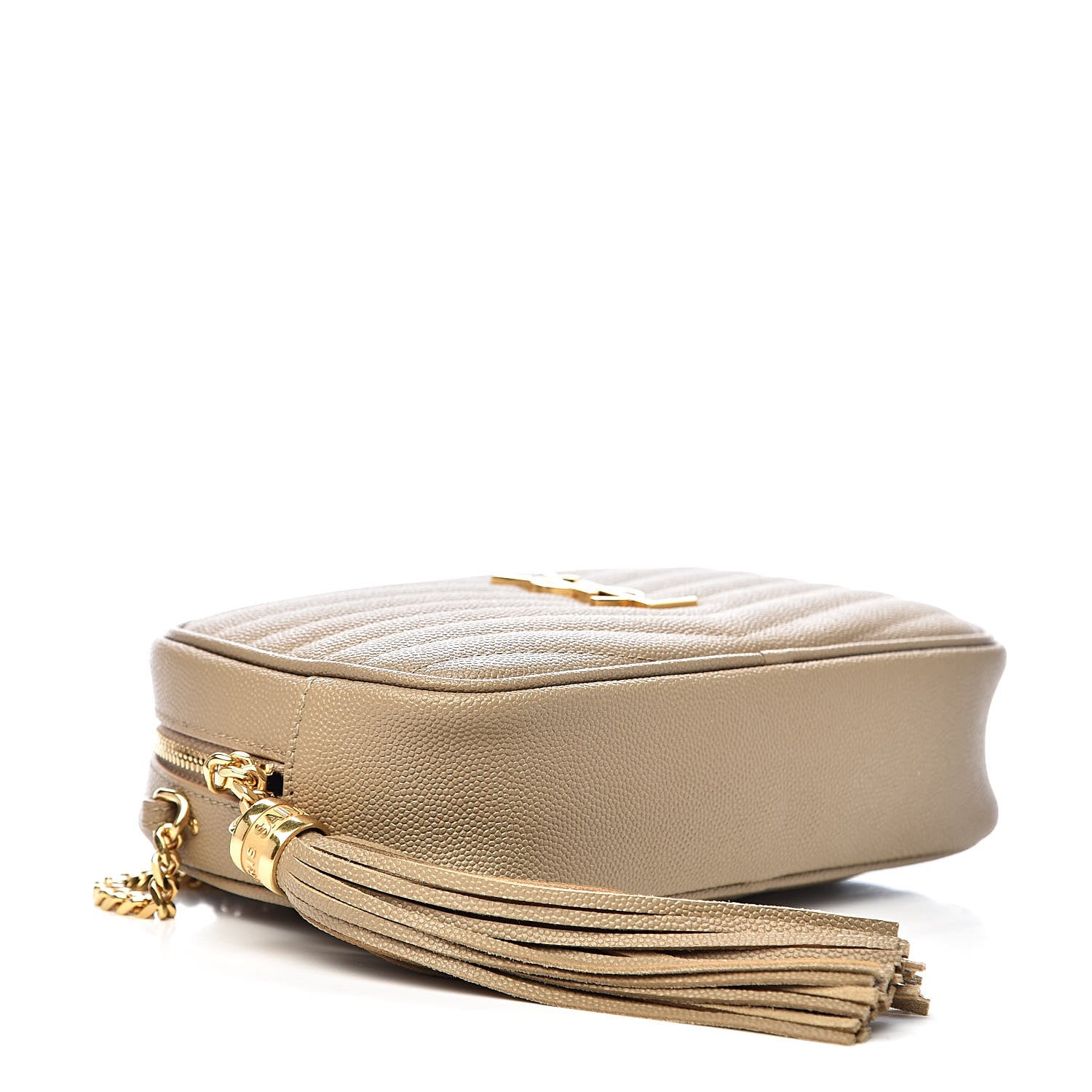 Saint Laurent Grain De Poudre Matelasse Monogram Mini Lou Camera Bag Dark Beige 4 of 10