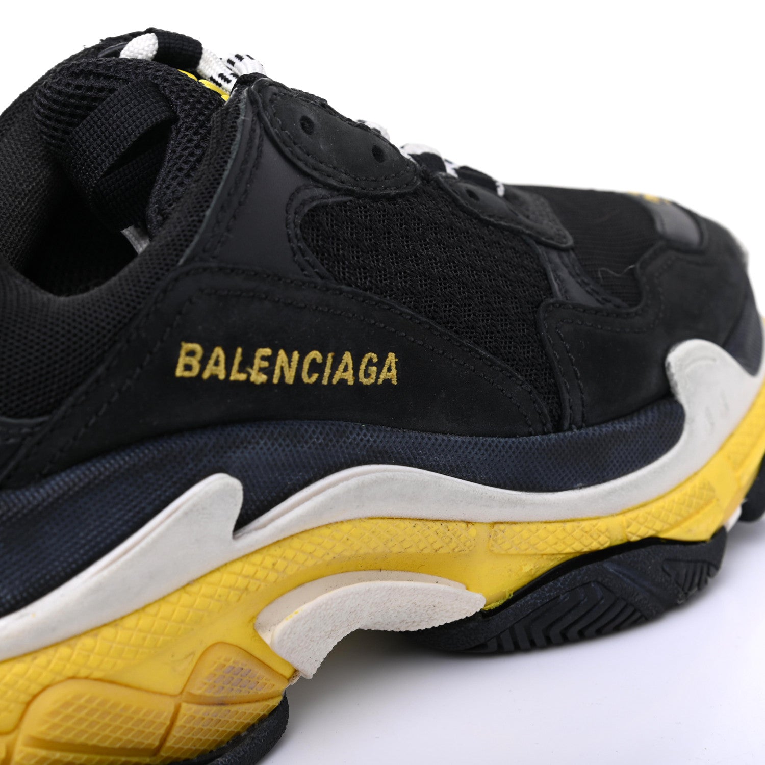 Balenciaga Fabric Mesh Womens Triple S Sneakers 37 Black Yellow 22 of 24