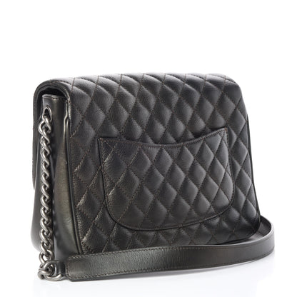 Chanel Metallic Goatskin Quilted Medium Rock In Rome Flap Charcoal 3 of 13