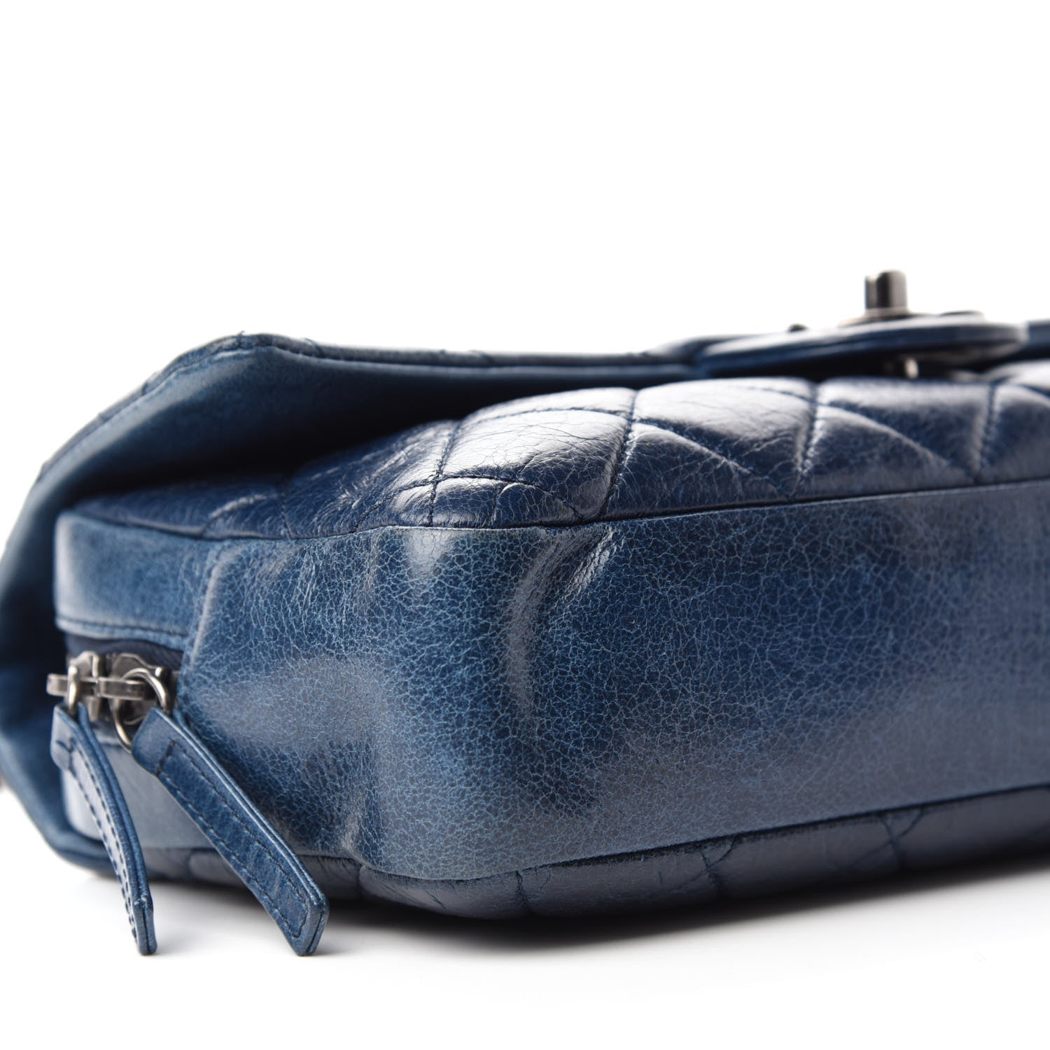 Chanel Glazed Calfskin Quilted Medium Duo Color Flap Blue 6 of 10