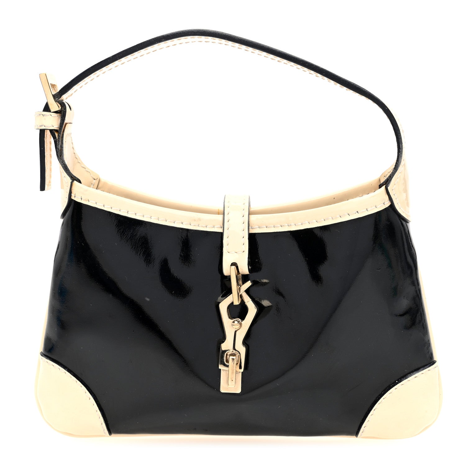 Gucci Patent Micro Jackie O Hobo Black White 1 of 10