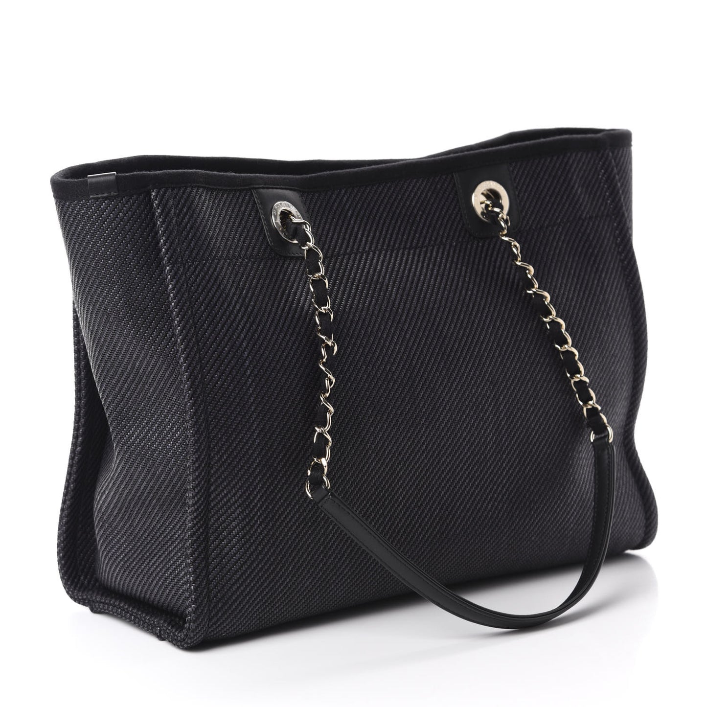 Mixed Fibers Calfskin Small Deauville Tote Black