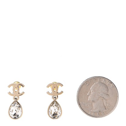 Chanel Crystal CC Tear Drop Earrings Gold 2 of 5