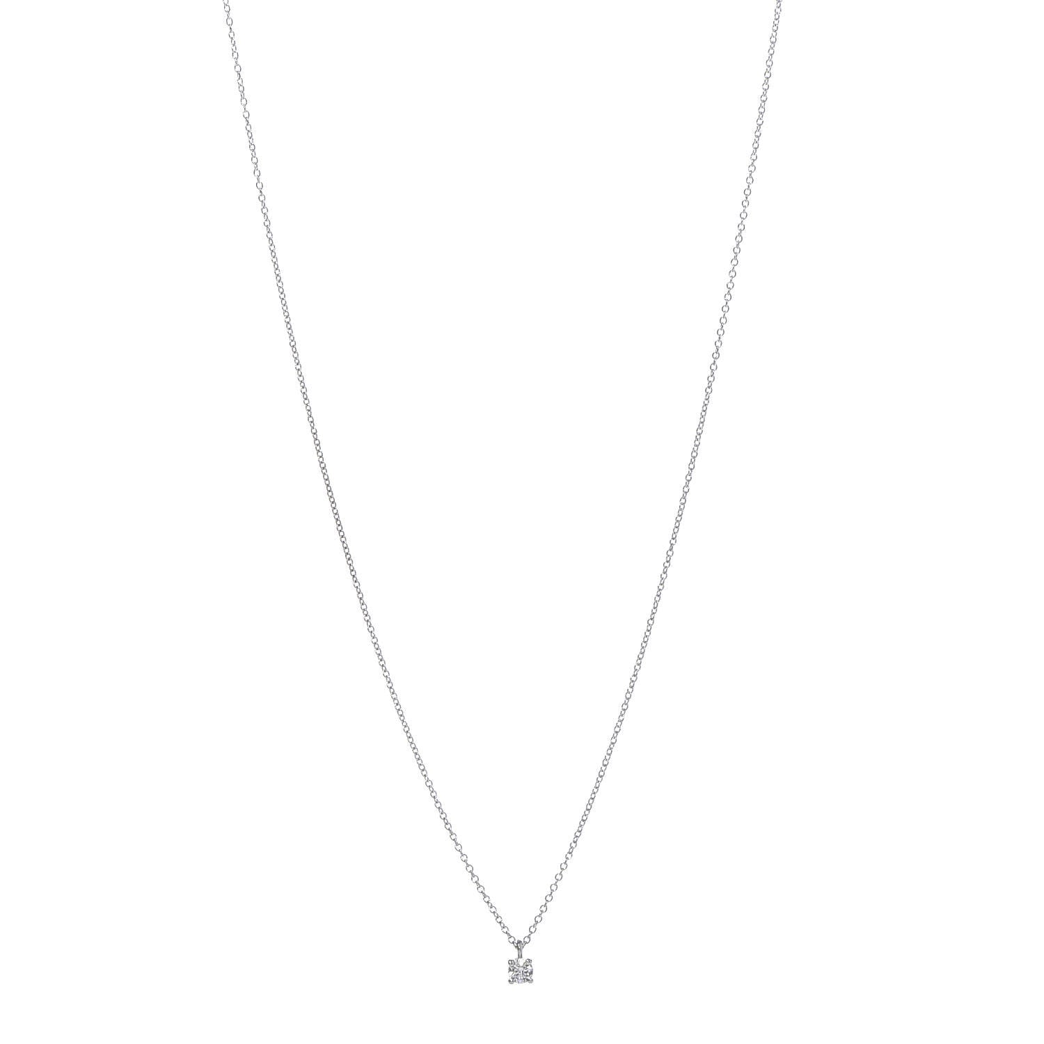 Tiffany Platinum Diamond .18ct Solitaire Pendant Necklace 1 of 6