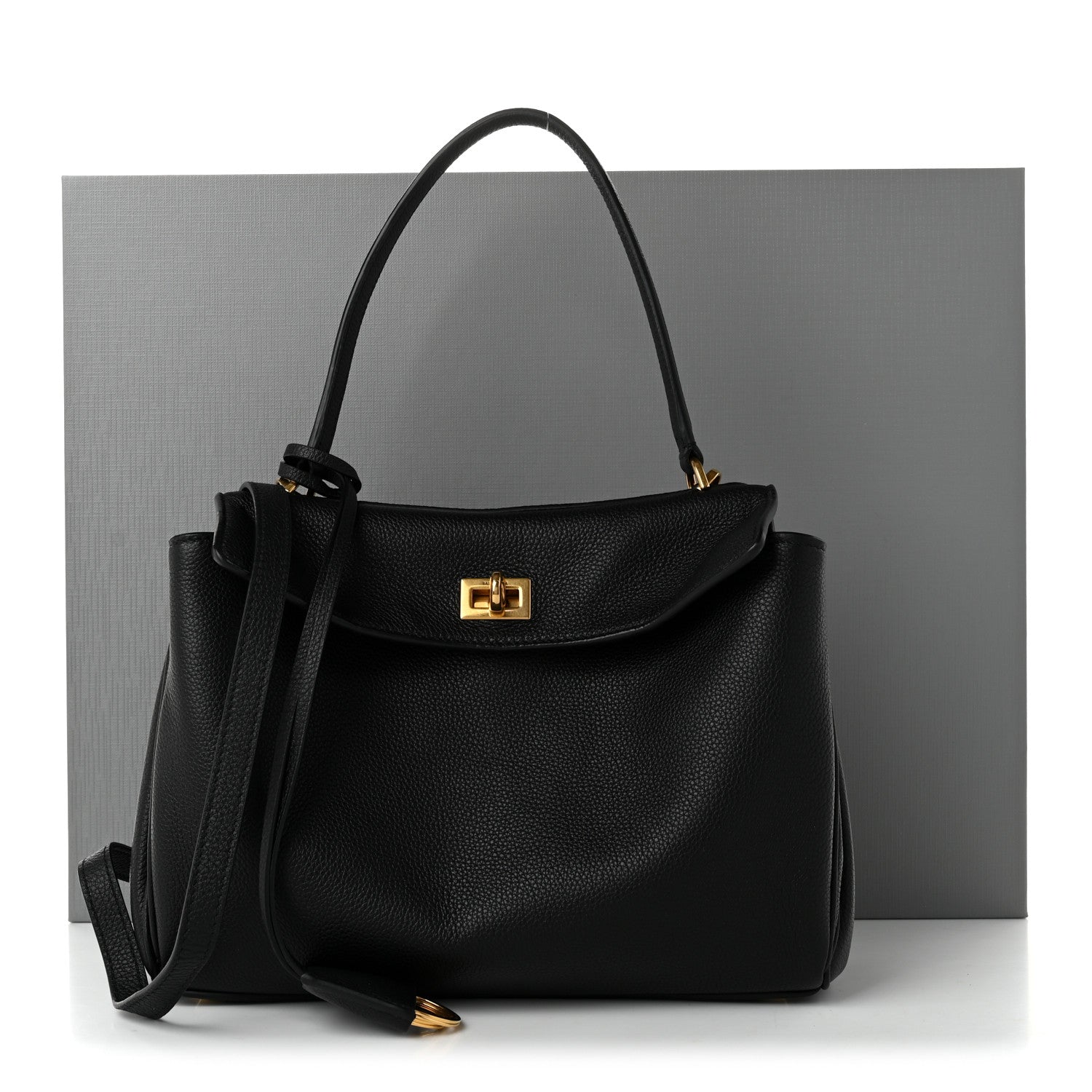 Balenciaga Grained Calfskin Small Rodeo Top Handle Handbag Black 10 of 10
