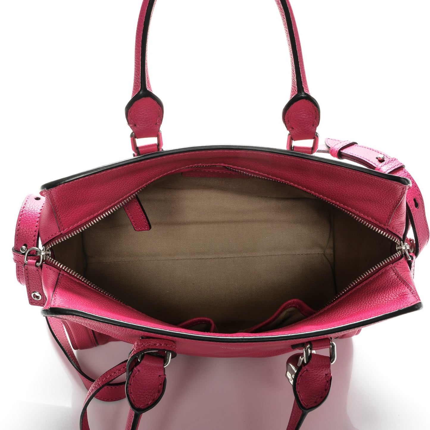 Pebbled Calfskin Small Skull Padlock Zip Around Tote Bouganville