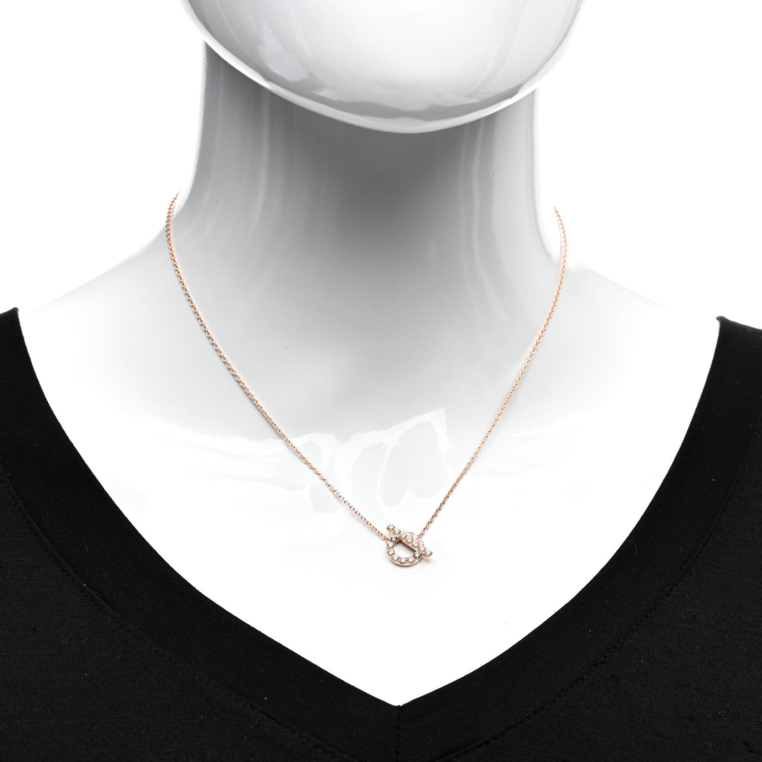 Hermes 18K Rose Gold Diamond Finesse Pendant Necklace 2 of 5