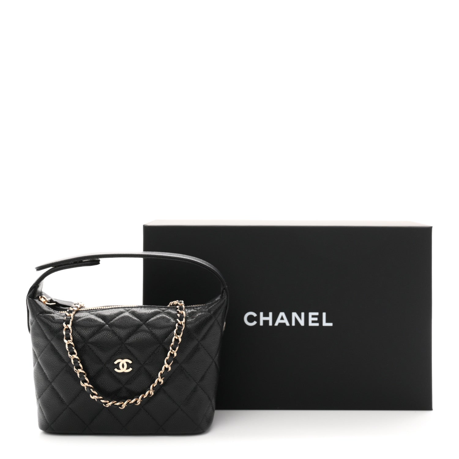 Chanel Caviar Quilted Hobo Clutch With Chain Black 11 of 11