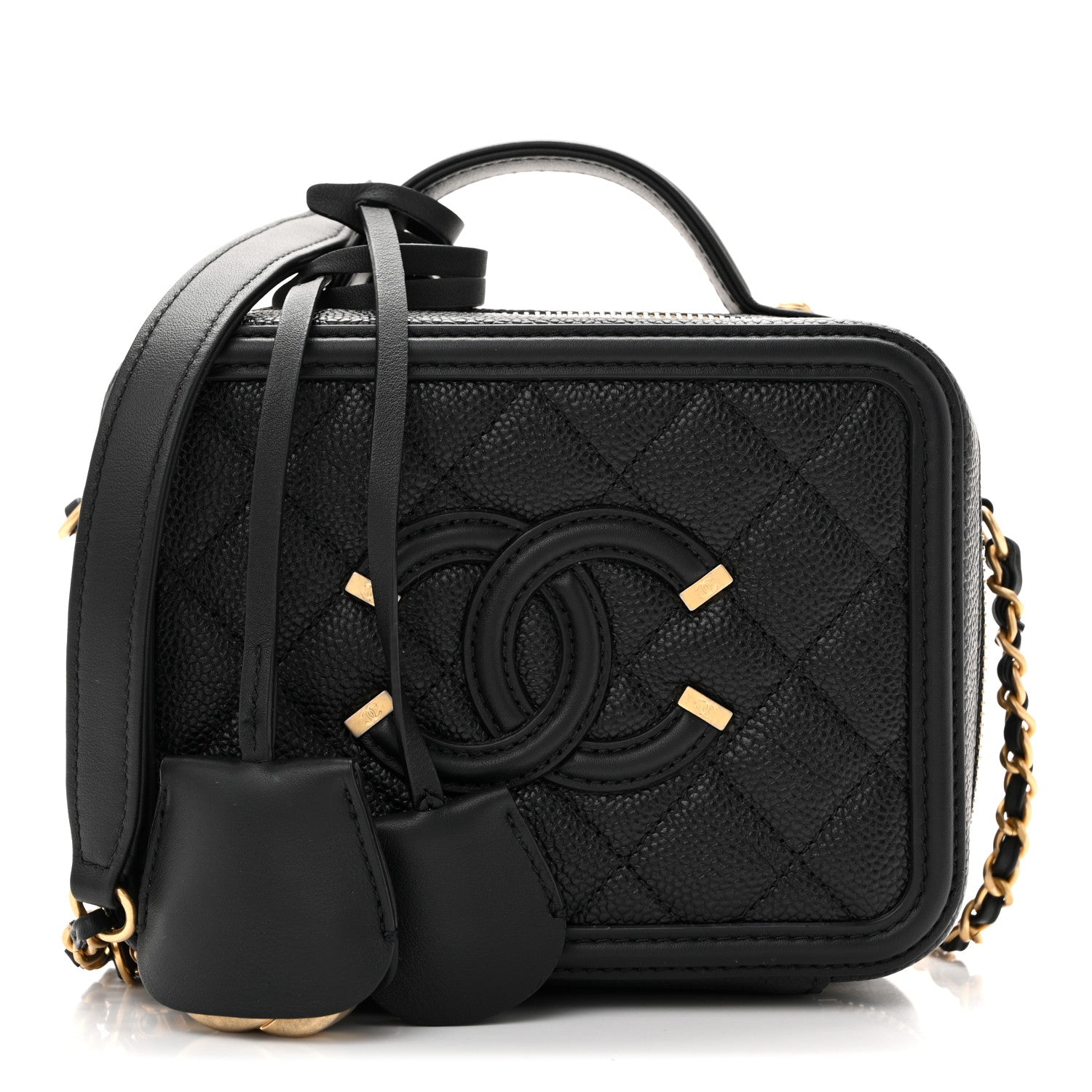 Chanel Caviar Quilted Small CC Filigree Vanity Case Black 1 of 10