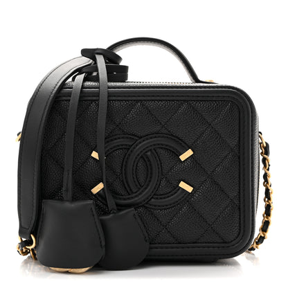 Chanel Caviar Quilted Small CC Filigree Vanity Case Black 1 of 10