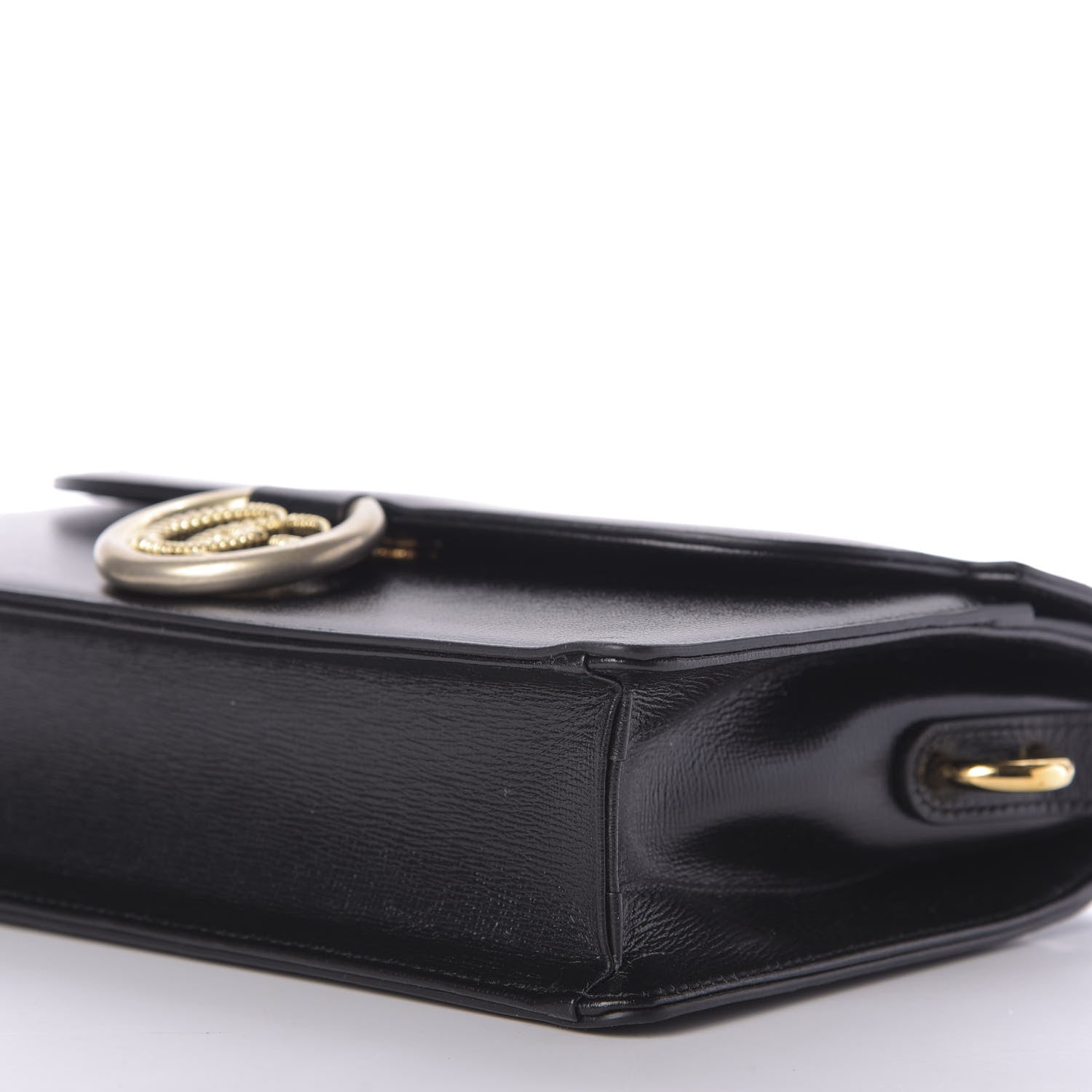 Gucci Textured Calfskin Small Torchon GG Ring Shoulder Bag Black 7 of 9