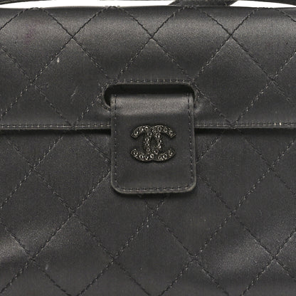 Chanel Satin Quilted Crystal CC Square Flap Grey 8 of 13