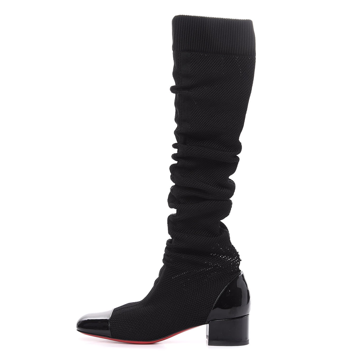 Christian Louboutin Maille Tricot Patent Trebiba 35 Sock Boots 36.5 Black 1 of 8
