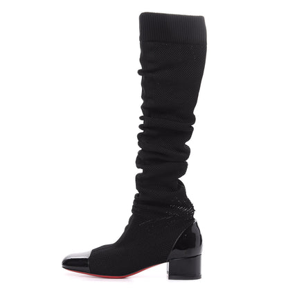Christian Louboutin Maille Tricot Patent Trebiba 35 Sock Boots 36.5 Black 1 of 8