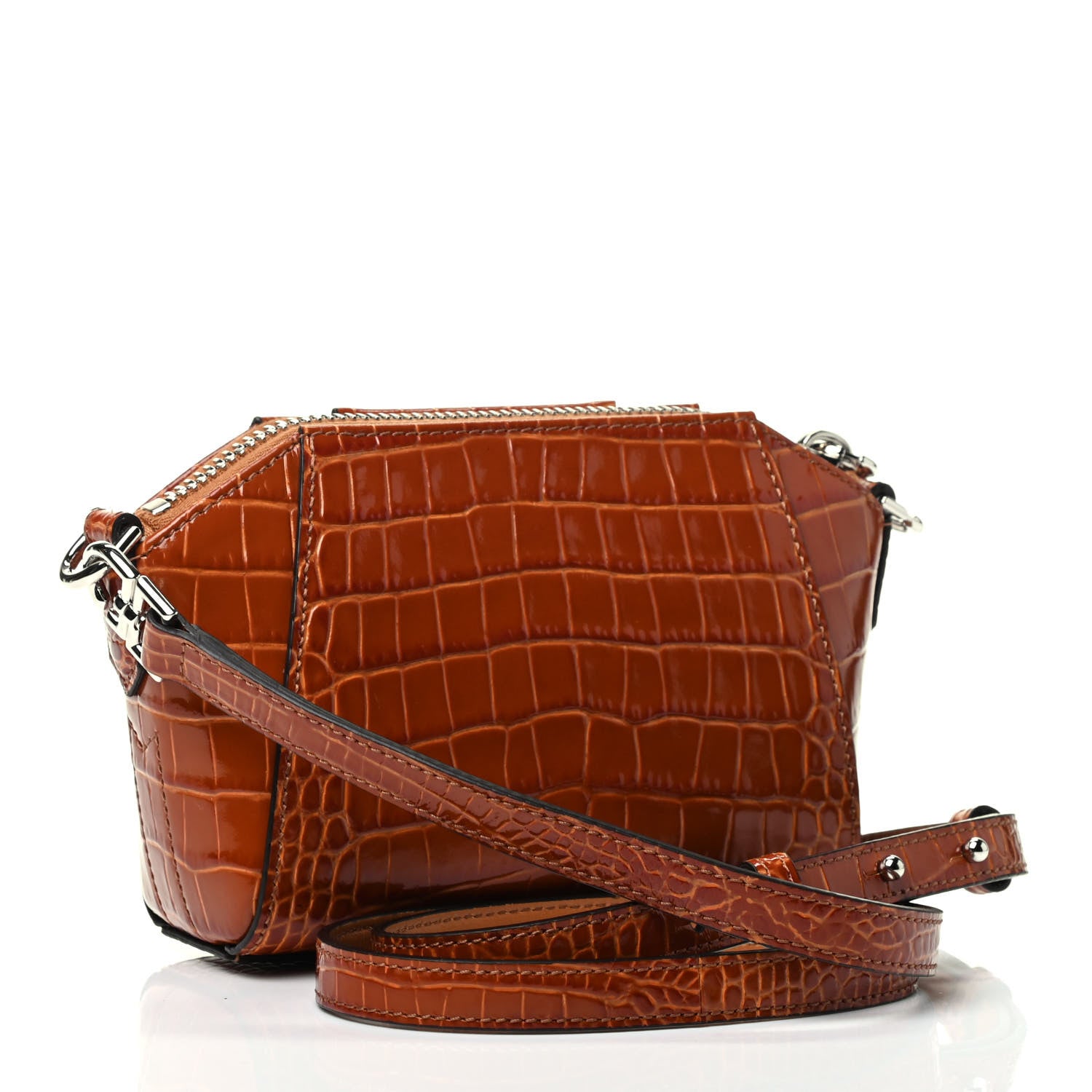 Givenchy Calfskin Crocodile Embossed Nano Antigona Tan 3 of 5