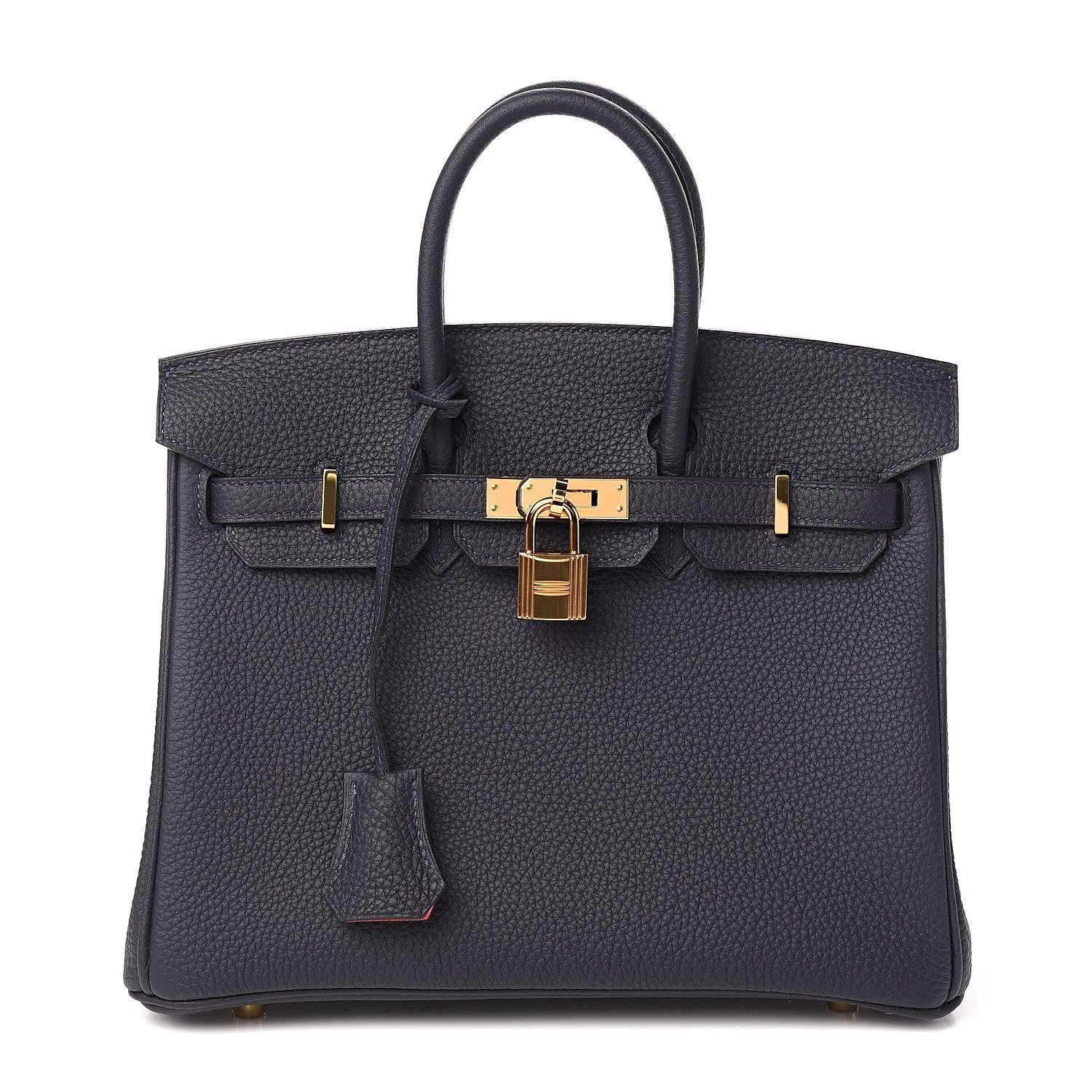 Hermes Togo Horseshoe Birkin 25 Bleu Nuit Rose Azalee 1 of 33