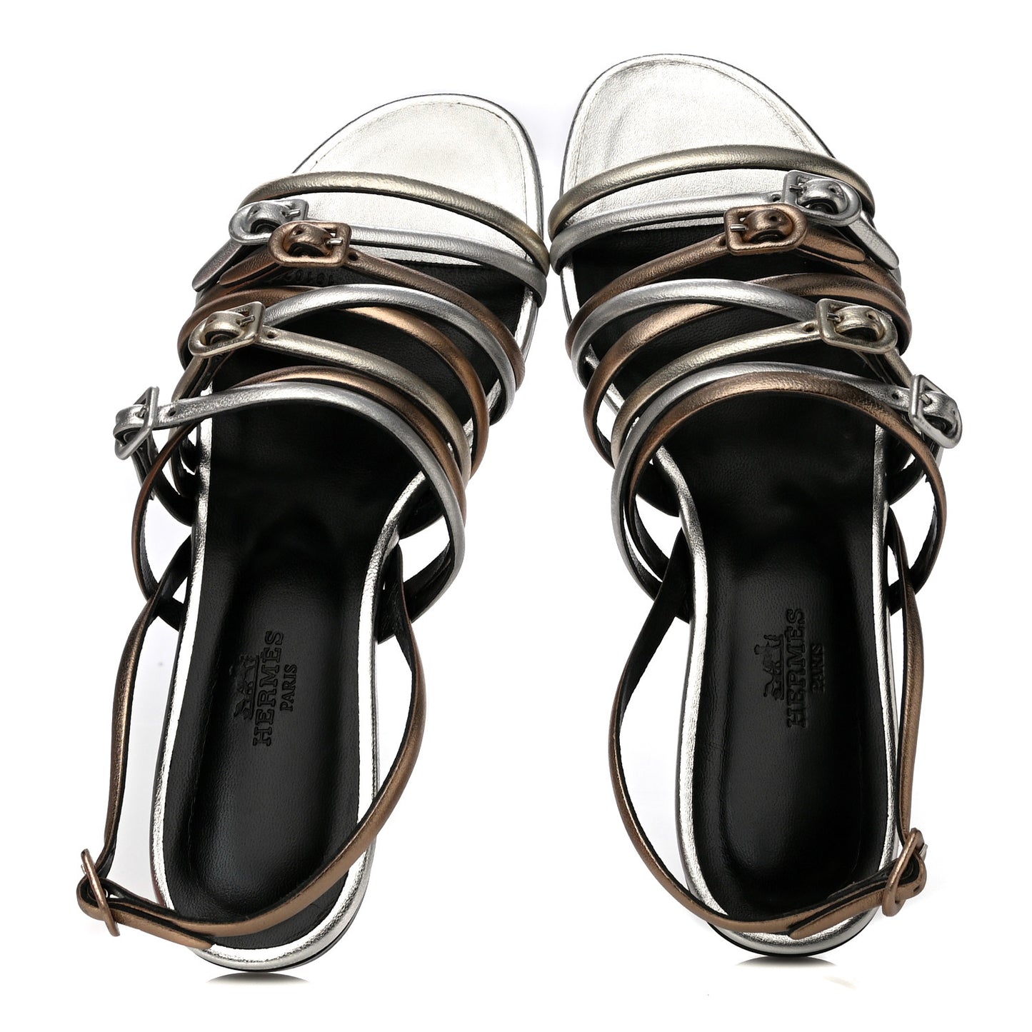 Metallic Nappa Buckles Sandals 36 Argent