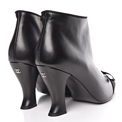 Chanel Lambskin Satin Pointed Toe CC Short Boots 37 Black 4 of 9