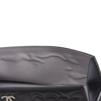 Chanel Lambskin Embossed Camellia Large Gusset Flap Wallet Black 11 of 11