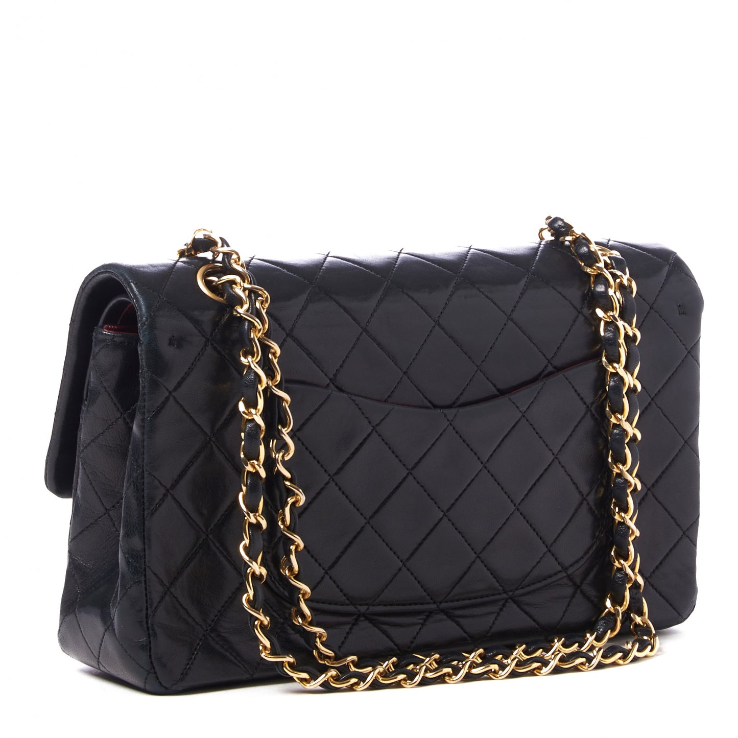 Lambskin Quilted Medium Double Flap Black