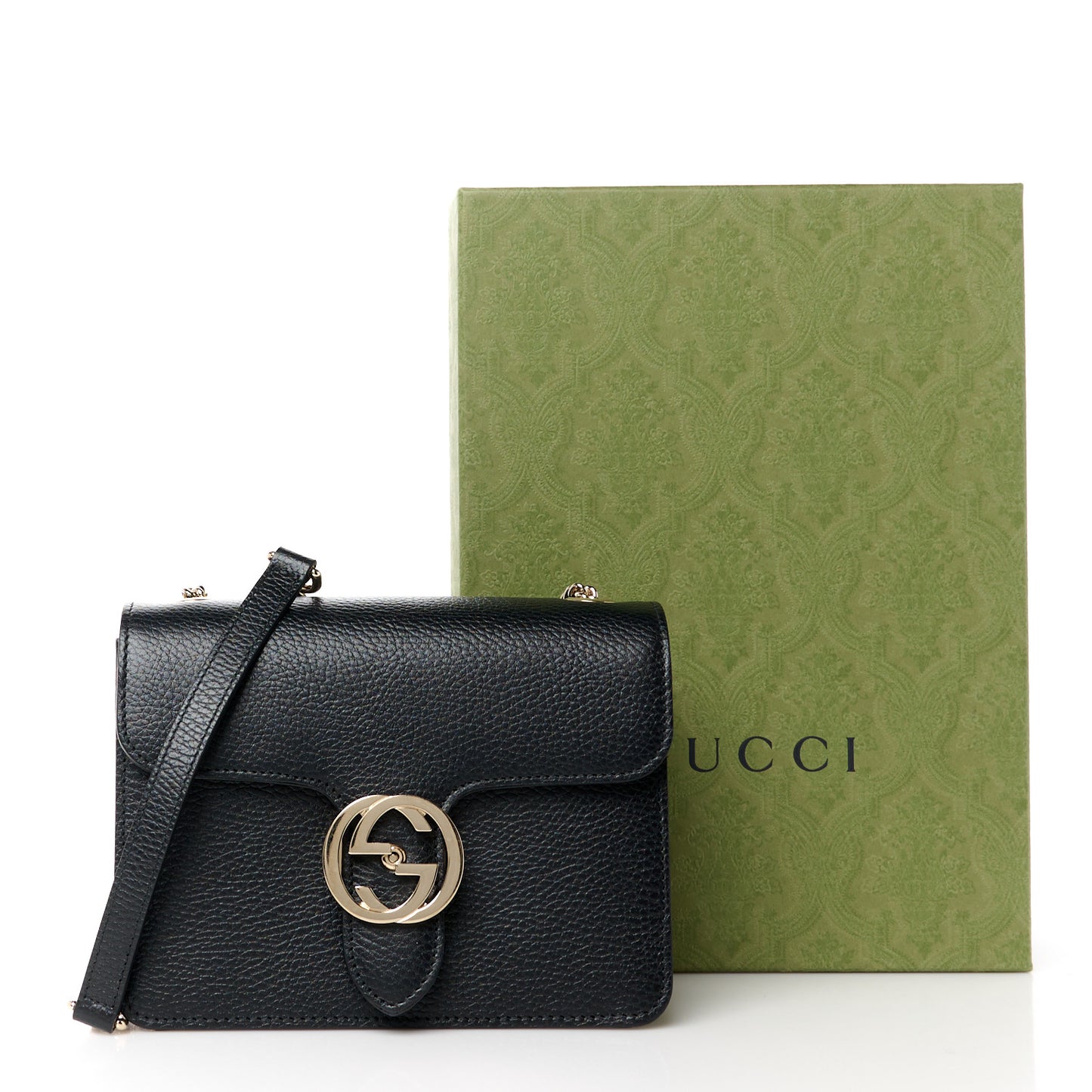 Dollar Calfskin Small Interlocking G Shoulder Bag Black