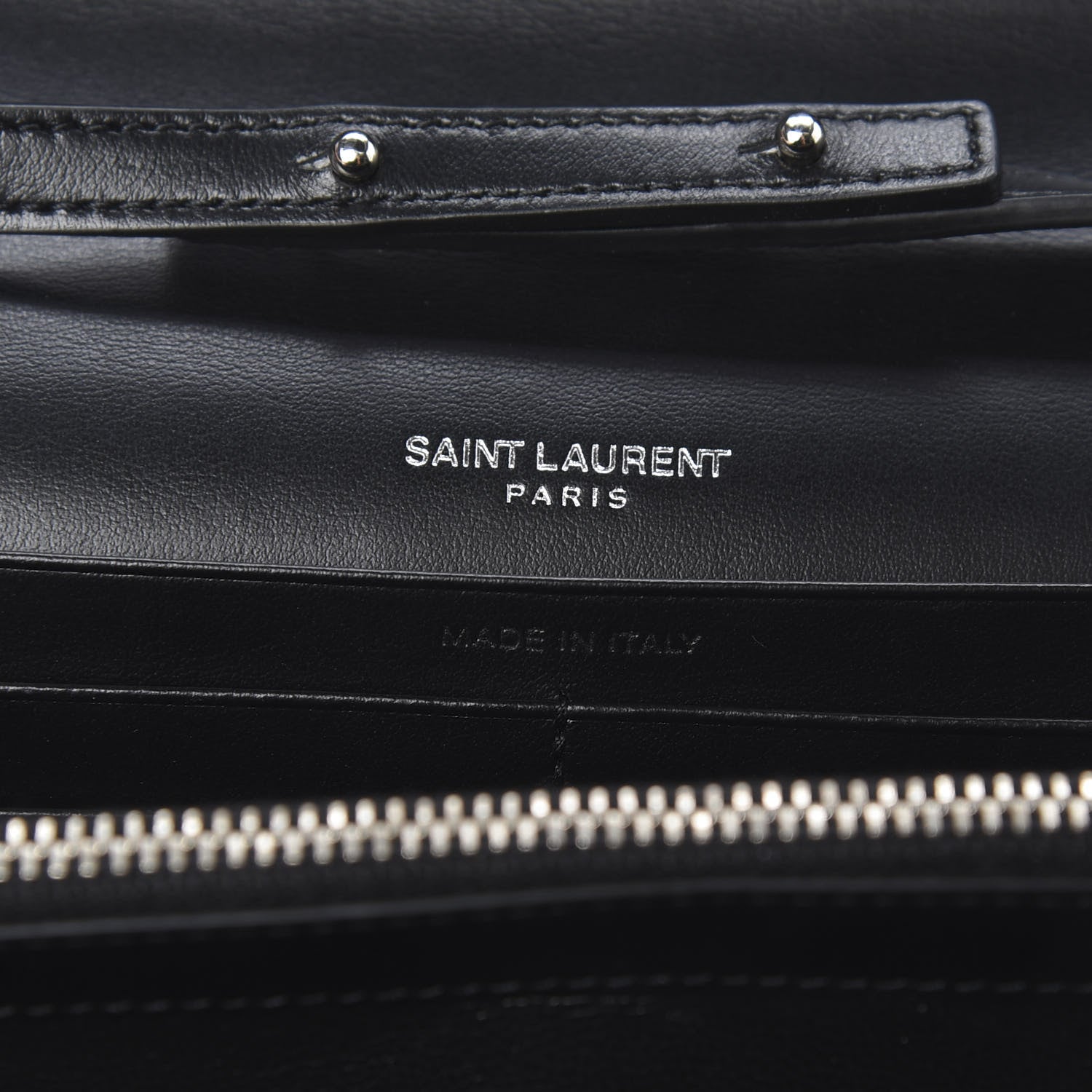 Saint Laurent Metallic Sparkle Fabric Monogram Chain Wallet Anthracite 6 of 10