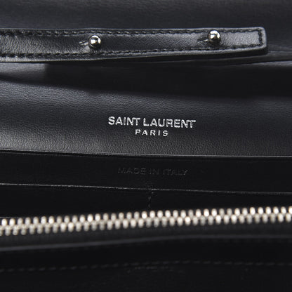 Saint Laurent Metallic Sparkle Fabric Monogram Chain Wallet Anthracite 6 of 10
