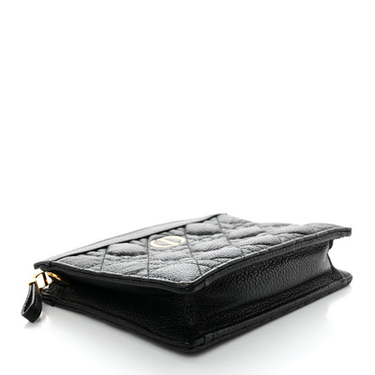 Christian Dior Calfskin Cannage Caro Zipped Pouch With Chain Black 4 of 10
