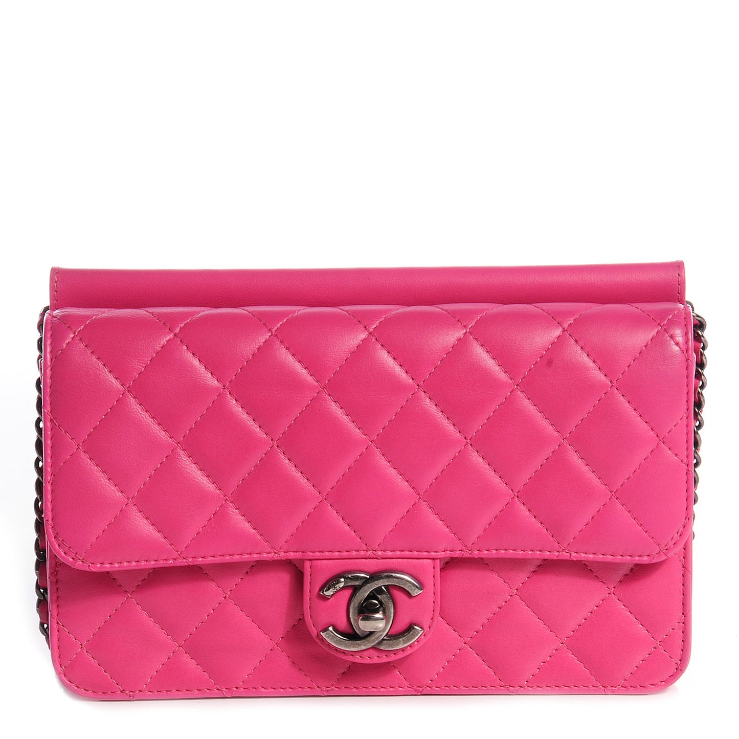 Lambskin Quilted Medium Crossing Times Flap Pink