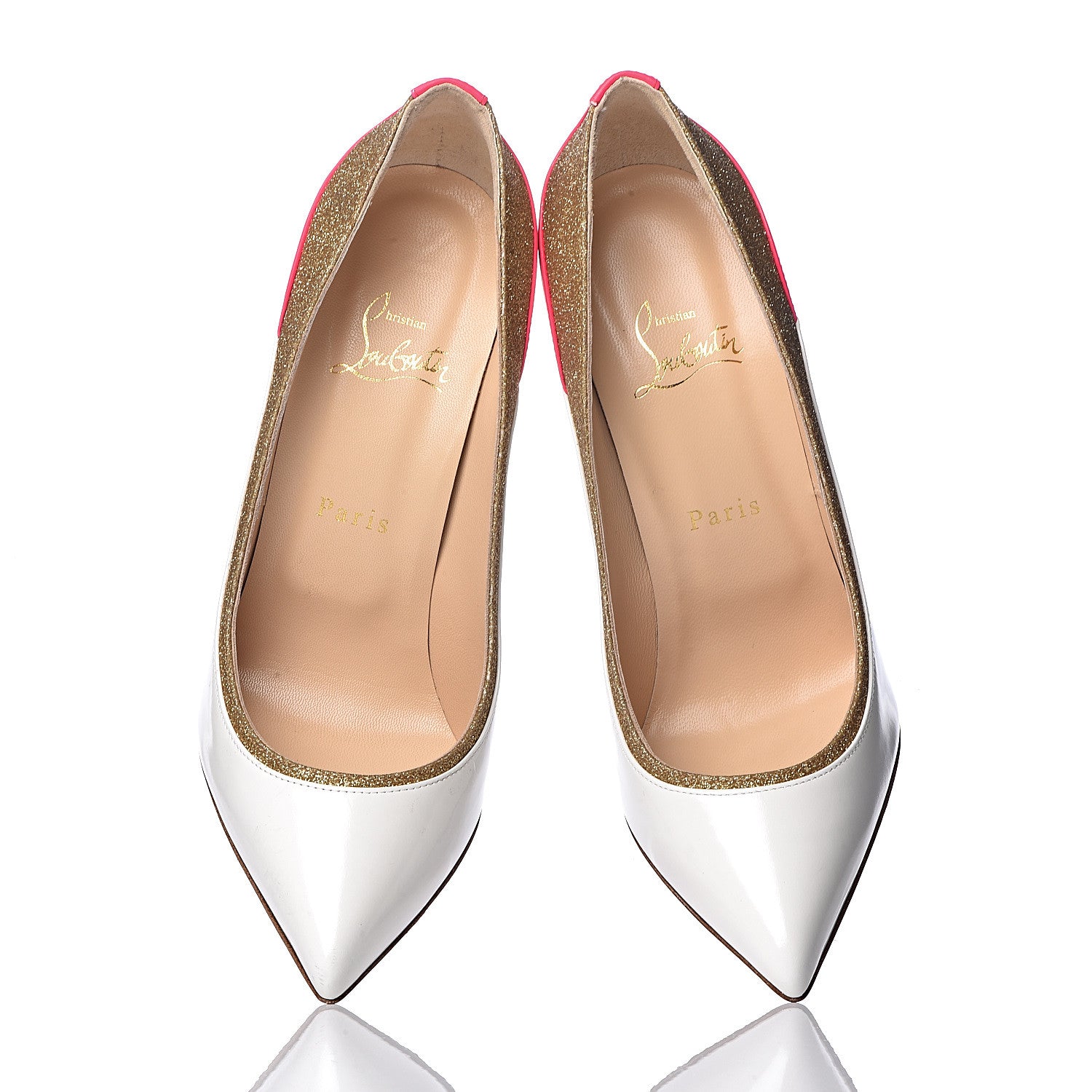 Christian Louboutin Glitter Patent Fluo Tucsick 100 Pumps 39 White Gold 10 of 10