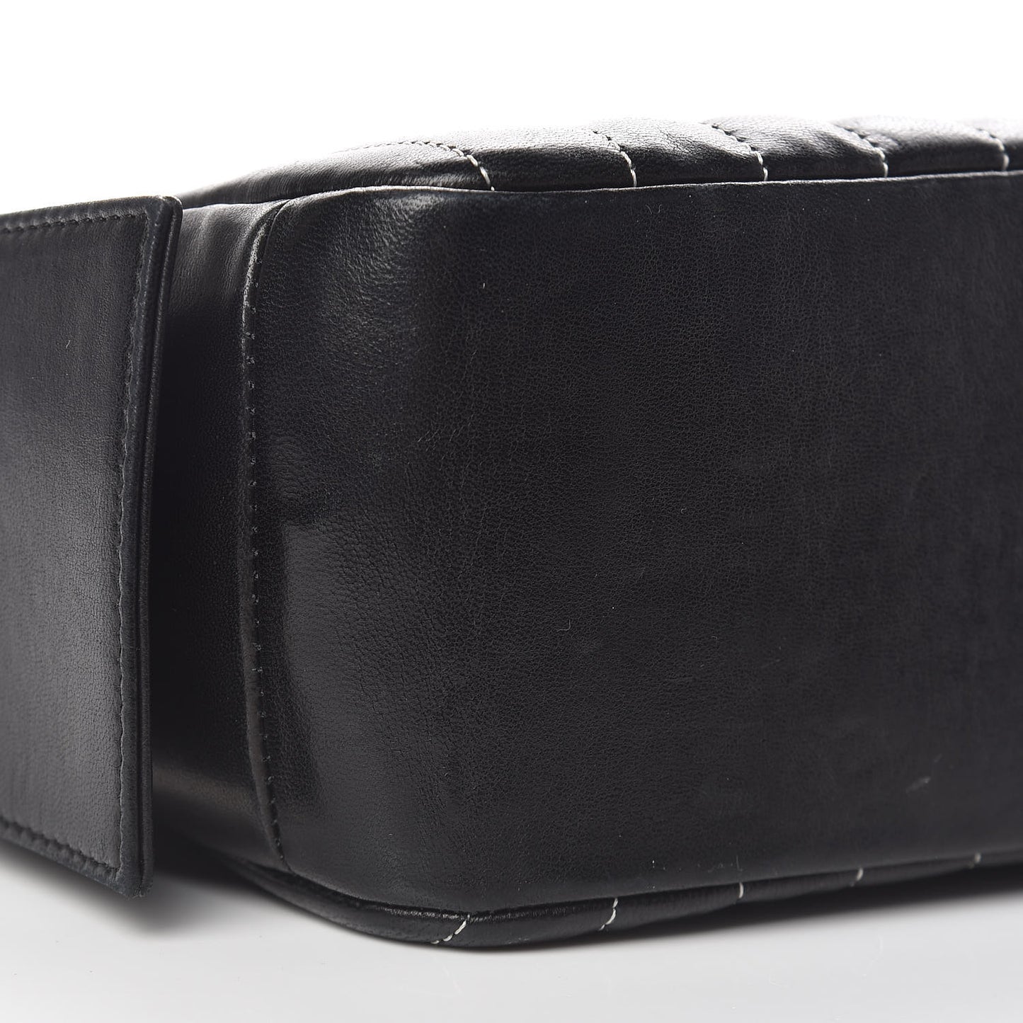 Lambskin Vertical Quilted Mademoiselle Camera Case Black