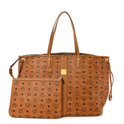 MCM Visetos Large Liz Reversible Shopper Tote Cognac 1 of 16