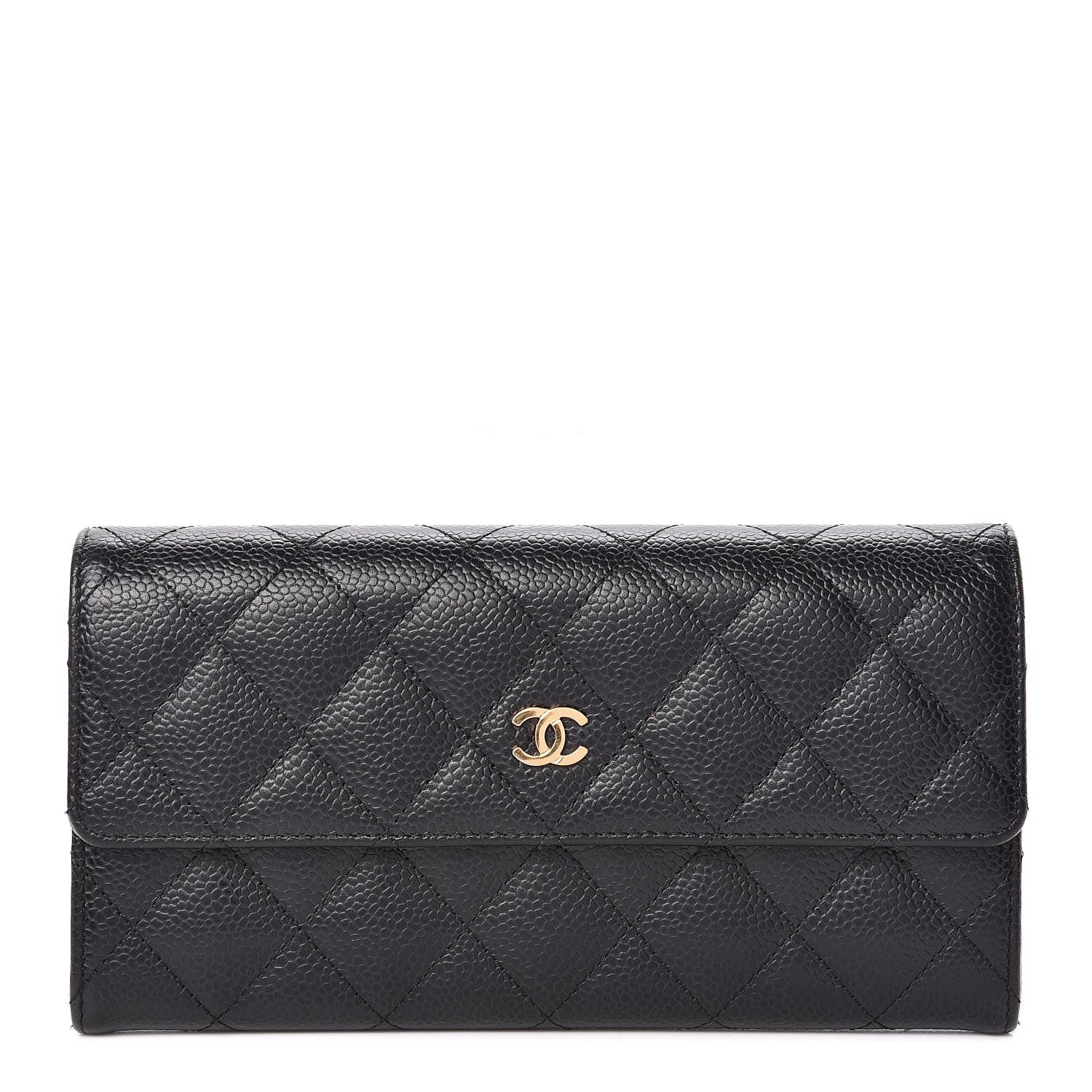 Chanel Caviar Quilted Large Gusset Flap Wallet Black 1 of 9