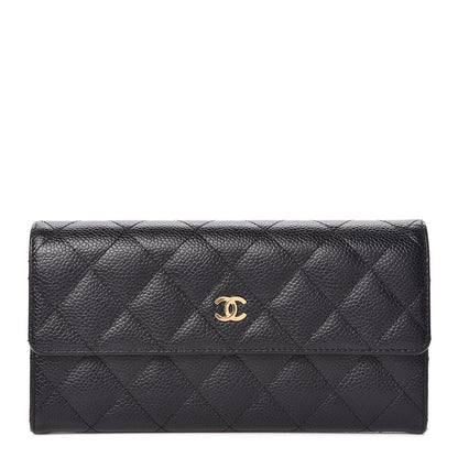 Chanel Caviar Quilted Large Gusset Flap Wallet Black 1 of 9