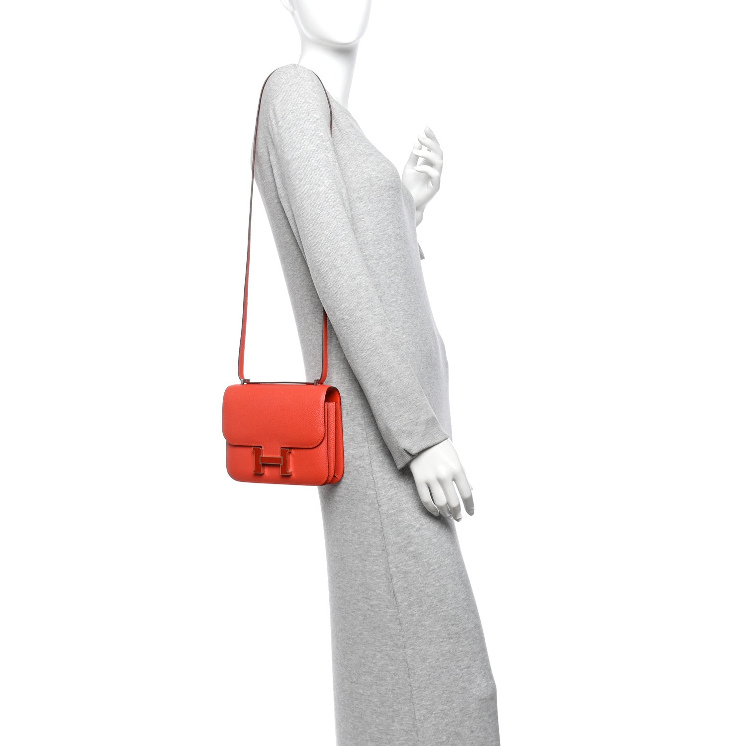 Hermes Epsom Enamel Constance 18 Capucine Sanguine 2 of 14