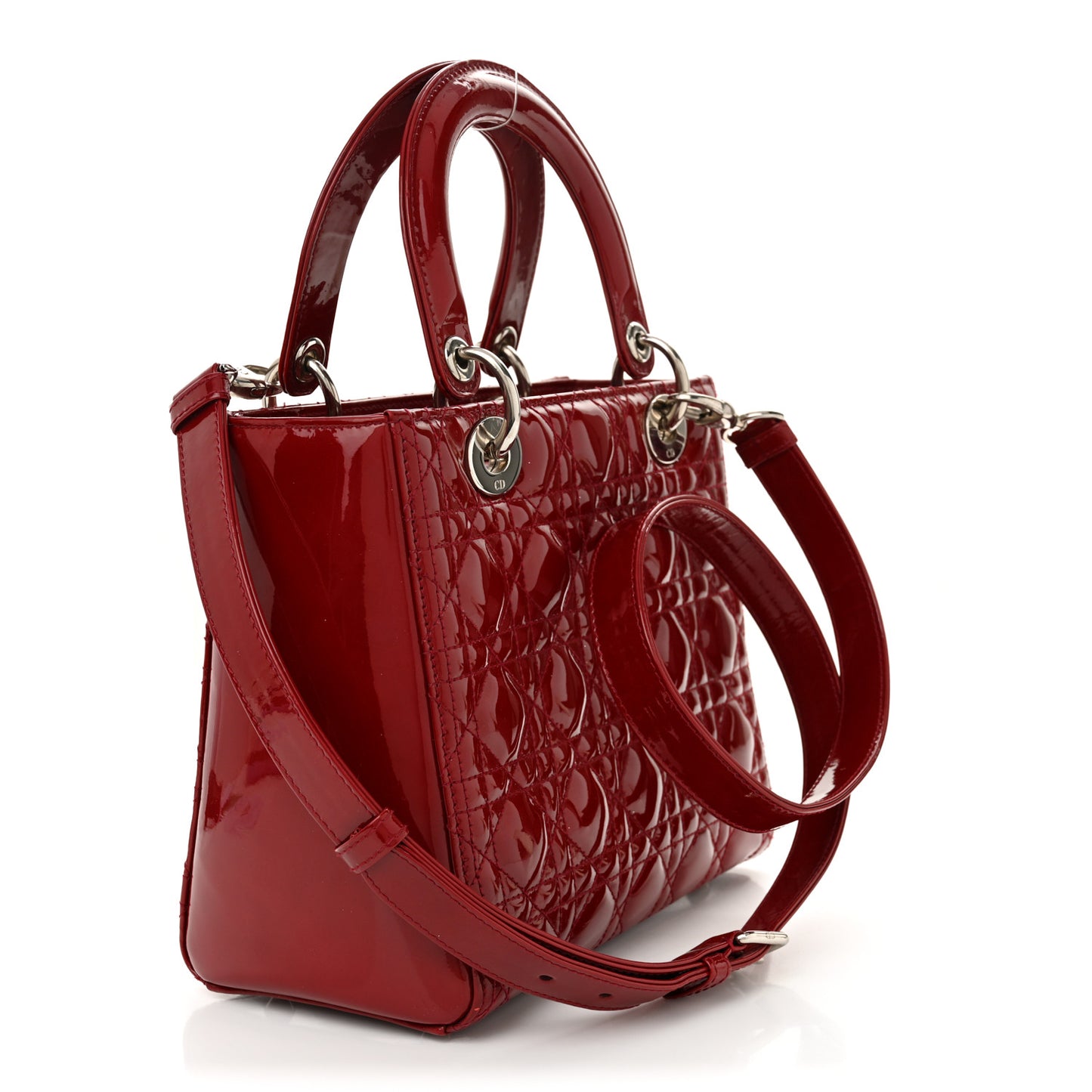 Patent Cannage Medium Lady Dior Red