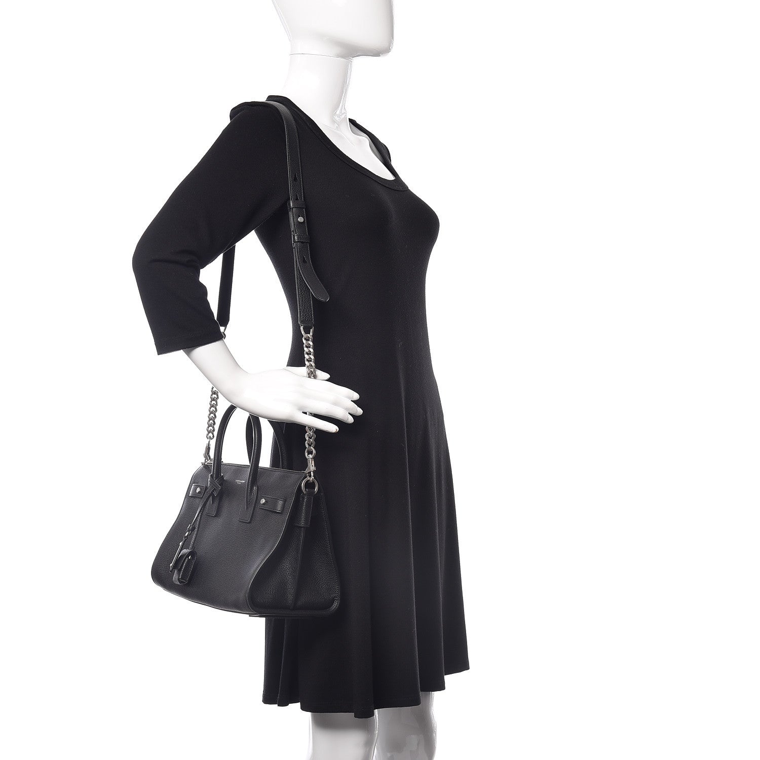 Saint Laurent Grained Calfskin Baby Souple Sac De Jour Black 2 of 12