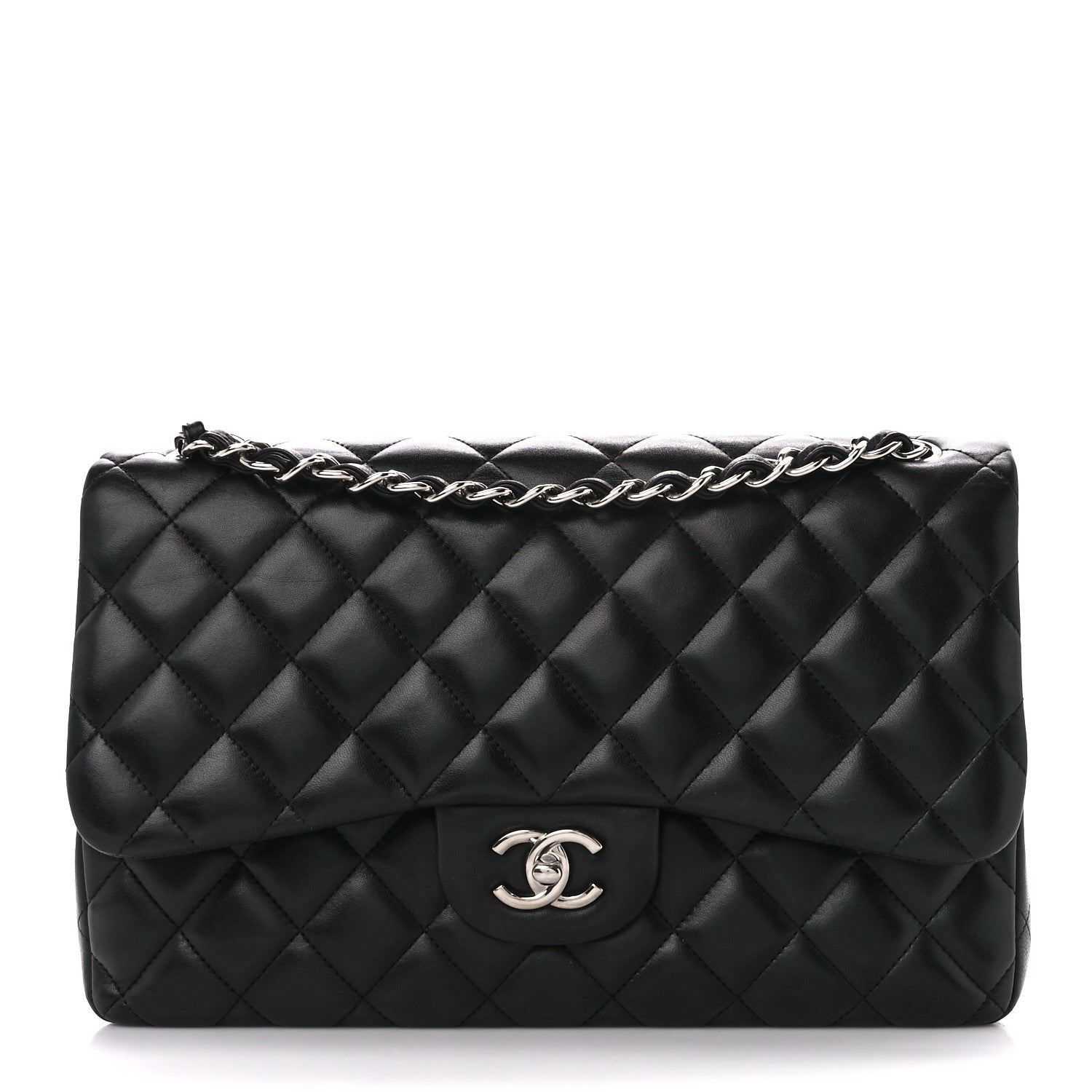 Chanel Lambskin Quilted Jumbo Double Flap Black 1 of 11