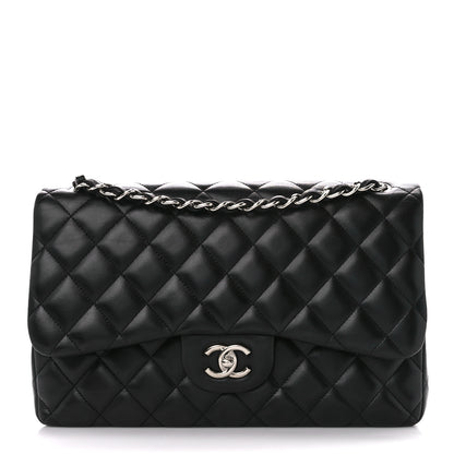 Chanel Lambskin Quilted Jumbo Double Flap Black 1 of 11