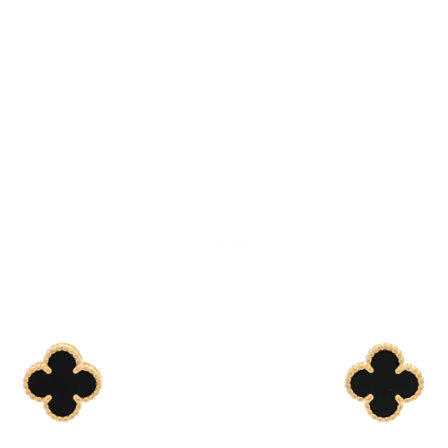 Van Cleef & Arpels 18K Yellow Gold Black Onyx Sweet Alhambra Earrings 1 of 5