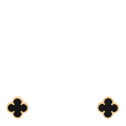 Van Cleef & Arpels 18K Yellow Gold Black Onyx Sweet Alhambra Earrings 1 of 5