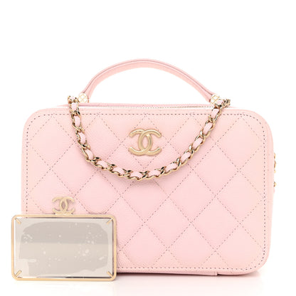 Chanel Caviar Quilted Top Handle Vanity Case Pink 3 of 12