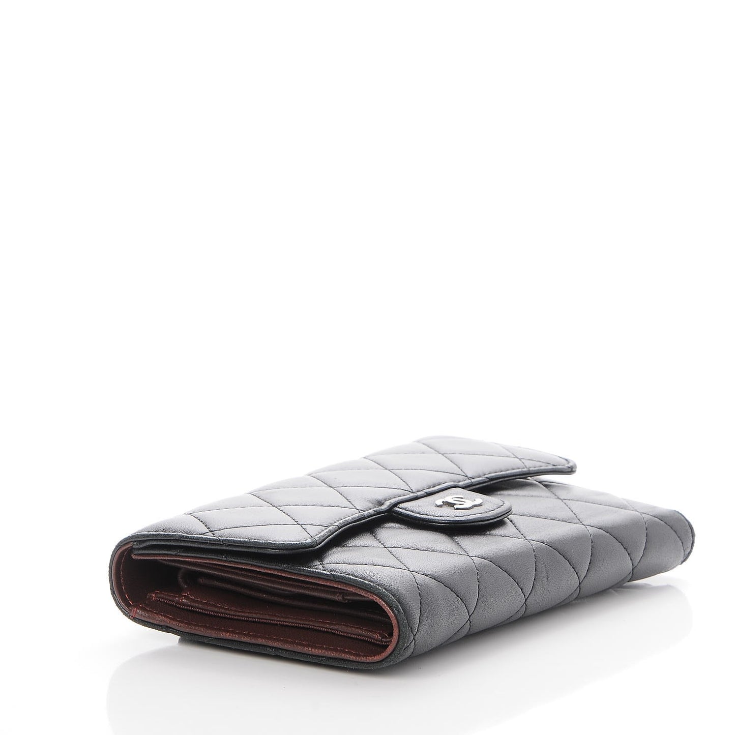 Lambskin Quilted Large Flap Wallet Black