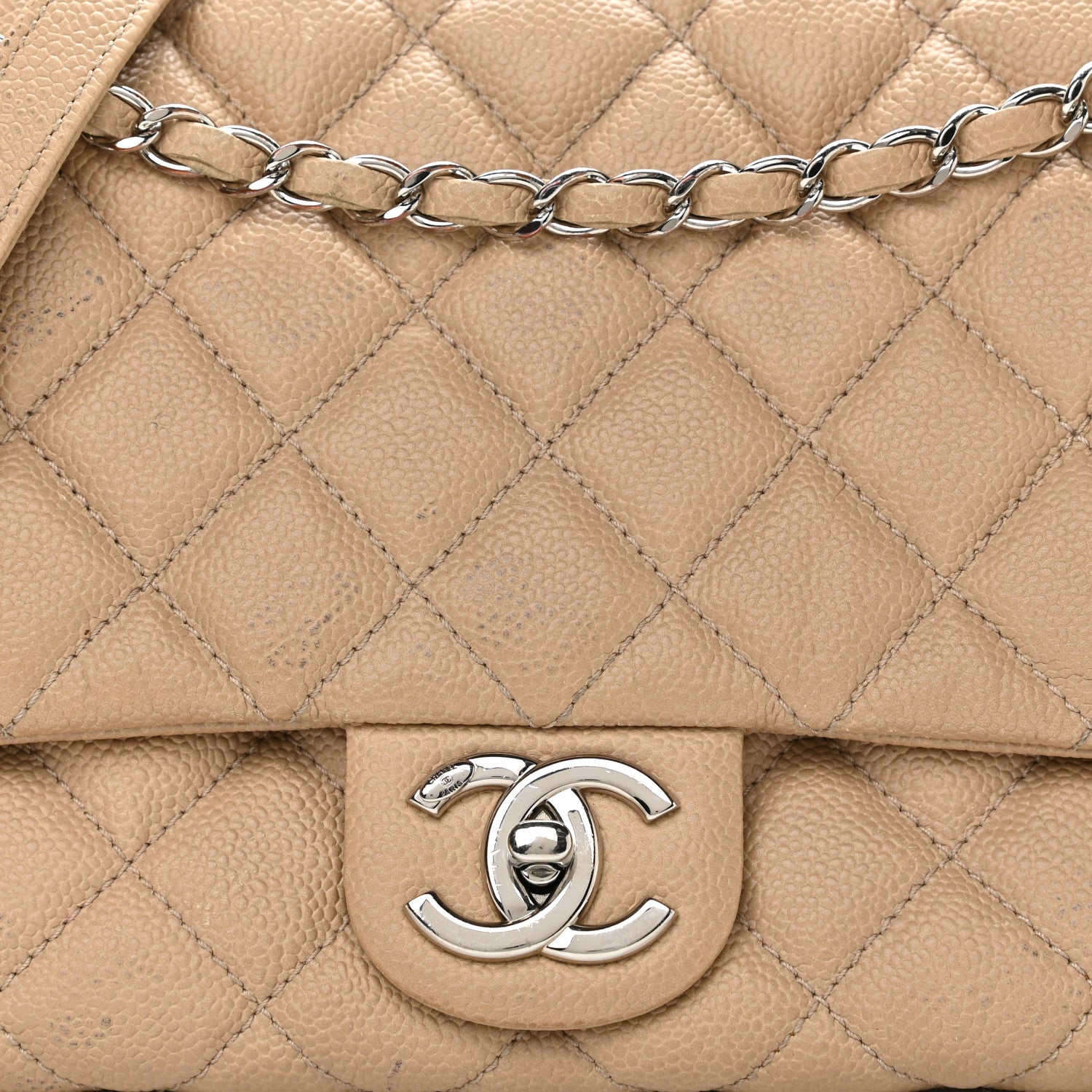 Chanel Caviar Quilted Jumbo Easy Flap Beige 8 of 15