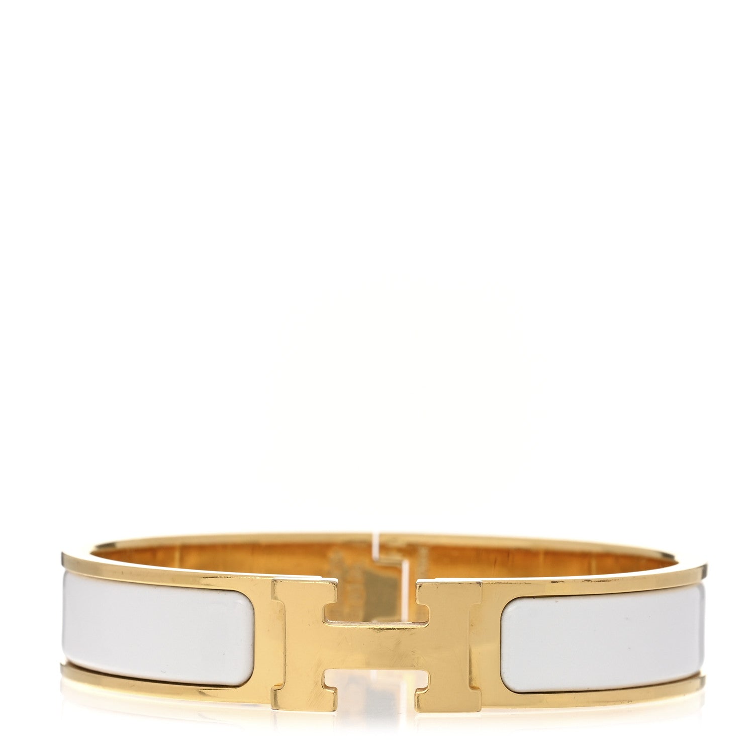 Hermes Enamel Narrow Clic Clac H Bracelet PM White 1 of 3